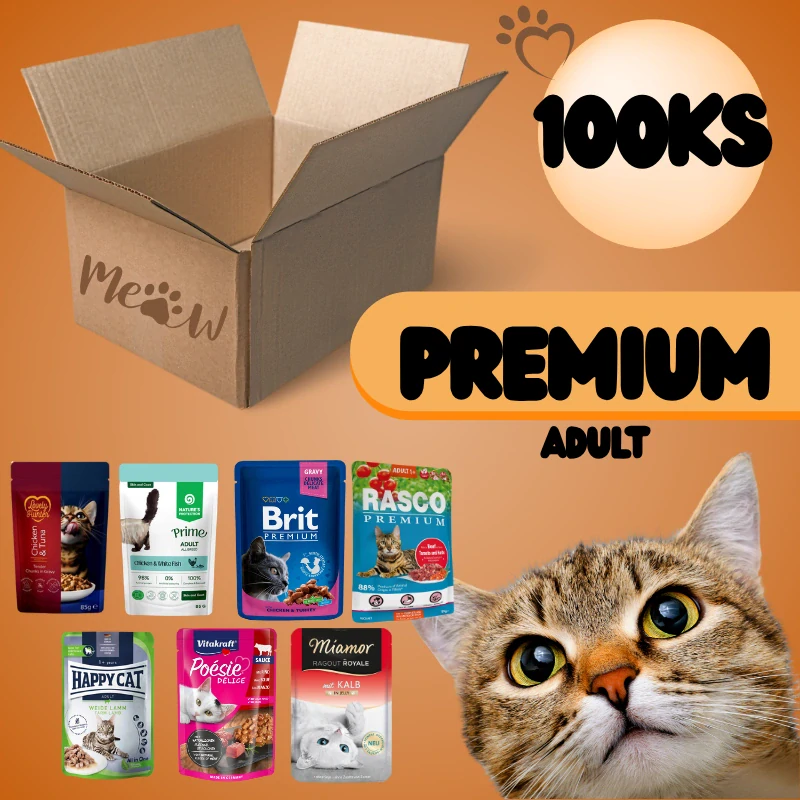 Výhodný balíček kapsičiek pre dospelé mačky PREMIUM – 100 ks