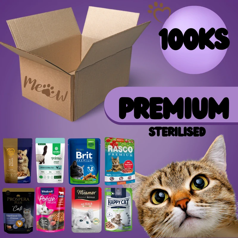 Výhodný balíček kapsičiek pre sterilizované mačky PREMIUM – 100 ks