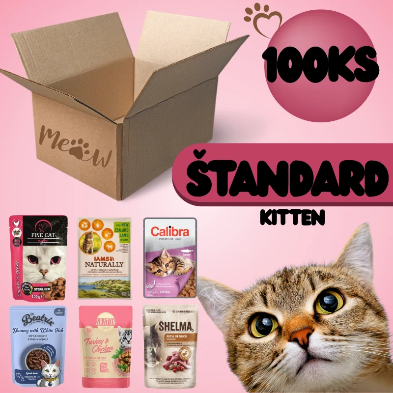 Výhodný balíček kapsičiek pre mačiatka ŠTANDARD – 100 ks