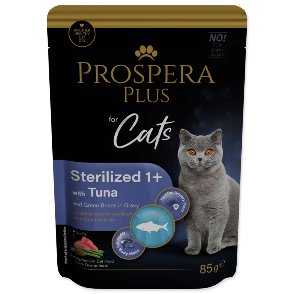 PROSPERA PLUS Sterilized 1+ Tuna & Beans Kapsička, 85g