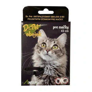 DR. PET Antiparazitárny obojok pre mačky biely, 43 cm