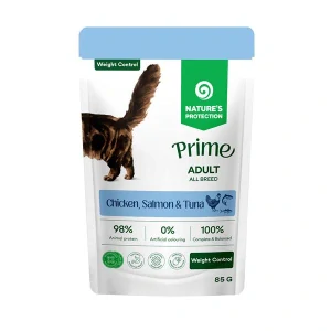 NATURES PROTECTION Prime Cat Kapsička pre dospelé mačky s tendenciou priberať, 85g