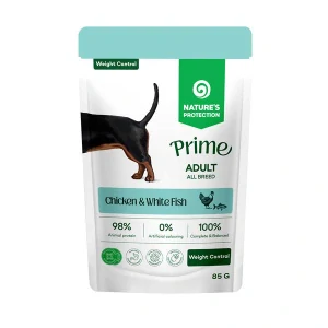 NATURES PROTECTION Prime Dog Kapsička pre dospelé psy s tendenciou priberať, 85g