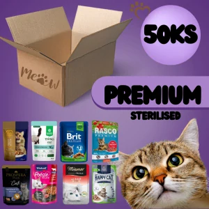 Výhodný balíček kapsičiek pre sterilizované mačky PREMIUM – 50 ks